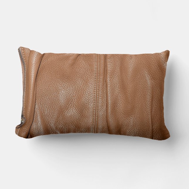 Coussin Rectangle Le regard du grain en cuir Brown souple mou (Recto)