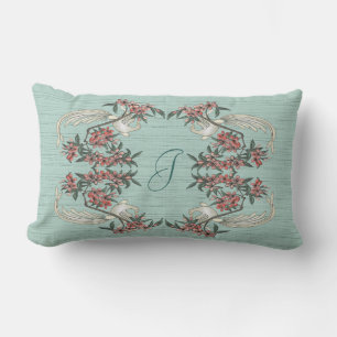 Coussin Rectangle Le roman de la soie avec Monogram Aqua