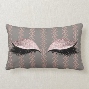 Coussin Rectangle Le rose rose rougissent maquillage fascinant gris