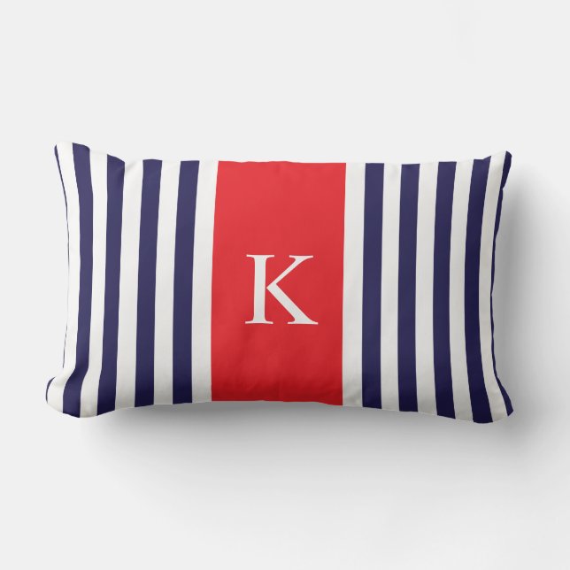 Coussin Rectangle Le rouge de marine barre le monogramme (Recto)