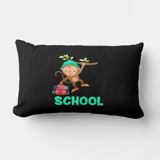 Coussin Rectangle Le Singe De Retour À L'École (Recto)