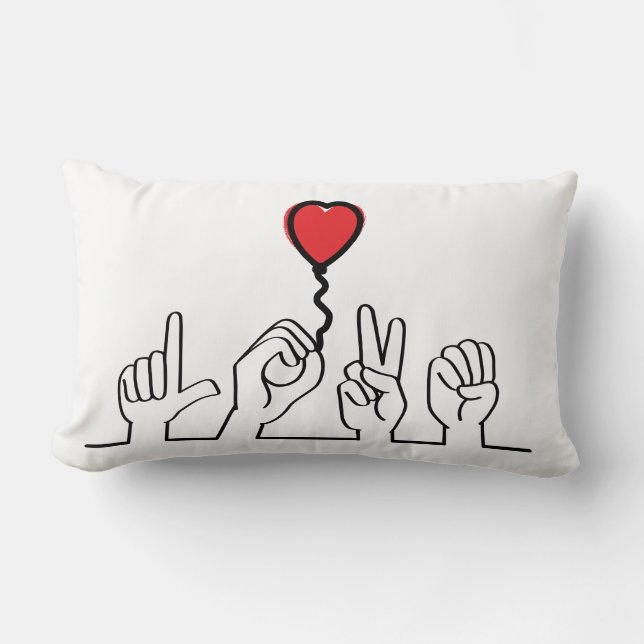 Coussin Rectangle Le sourd, l'amour du langage gestuel. Je t'aime. (Recto)