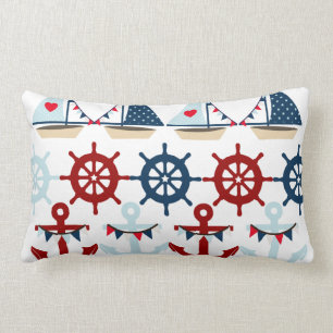 Coussin Rectangle Le thème nautique d'été ancre des barres de