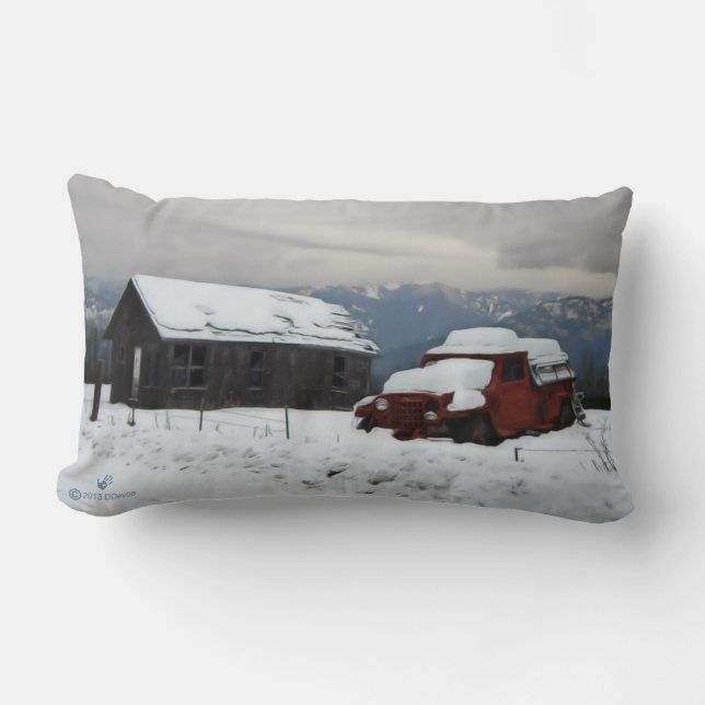 Coussin Rectangle Le vieux camion rouge (Recto)