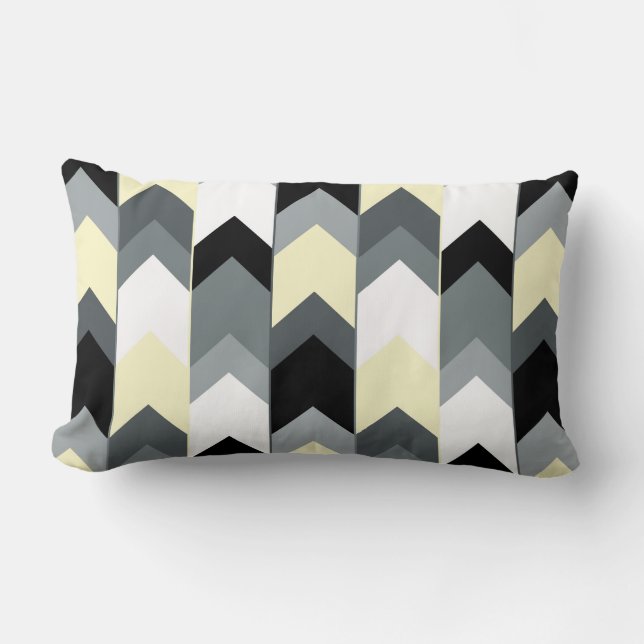 Coussin Rectangle Lecteur de chevron noir, gris, jaune (Recto)