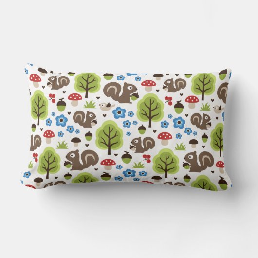 Coussin Rectangle L'écureuil dans le Motif de la forêt de chênes (Recto)