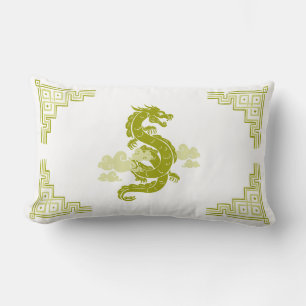Coussin Rectangle Lemongrass Green Chinoiserie Dragon et nuages