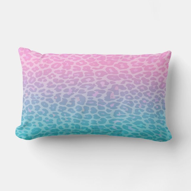 Coussin Rectangle Léopard en pastel d'Ombre (Recto)