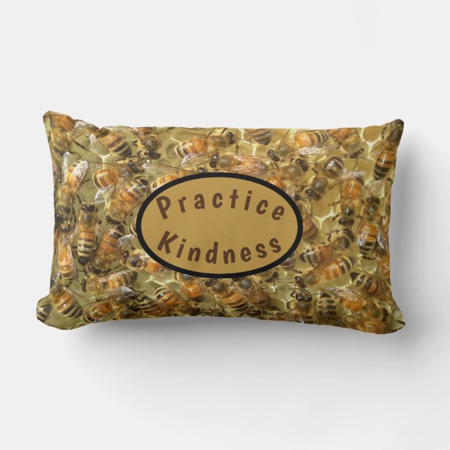 Coussin Rectangle Les abeilles de miel dans le Lumbar de la ruche (Recto)