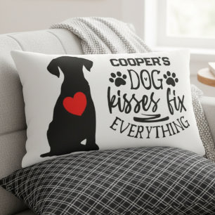 Coussin Rectangle Les baisers fantaisistes de chien arrangent tout l