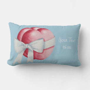 Coussin Rectangle les coeurs liés à l'arc en ruban blanc romantiqu
