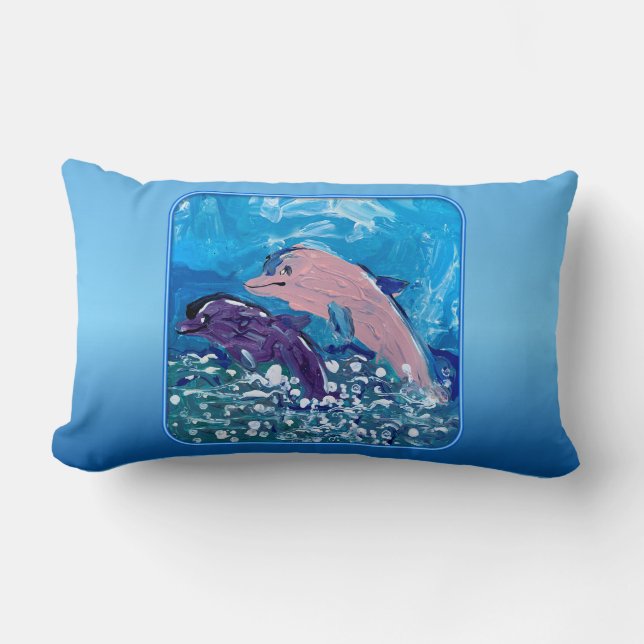 Coussin Rectangle Les dauphins "L'art des enfants" (Recto)