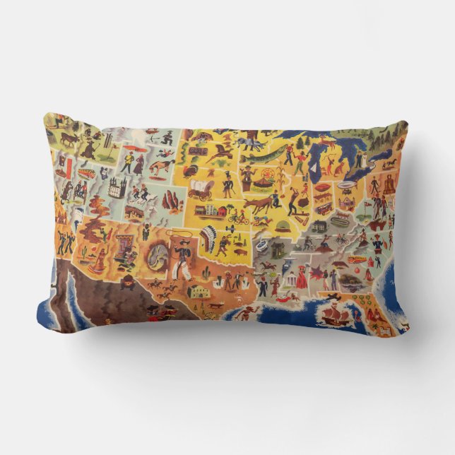 Coussin Rectangle Les Etats-Unis tracent - les vacances et le jeu (Recto)