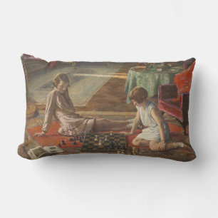 Coussin Rectangle Les joueurs d'échecs (par John Lavery)