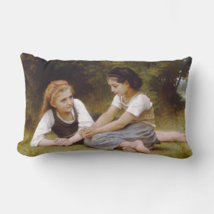 Coussin Rectangle Les Noisettes : Les jeunes filles ramassent les no