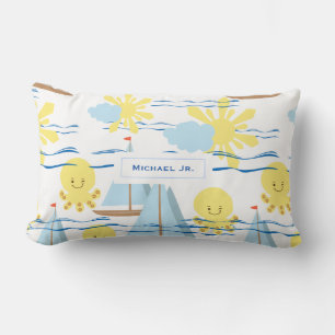 Coussin Rectangle Les patteries de Sunny Kid, Boat, Octopus et Sun C