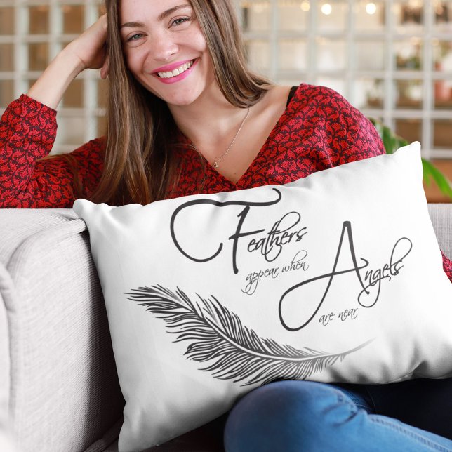 Coussin Rectangle Les Plumes Apparaissent Lorsque Les Anges Sont Prè (Créateur téléchargé)