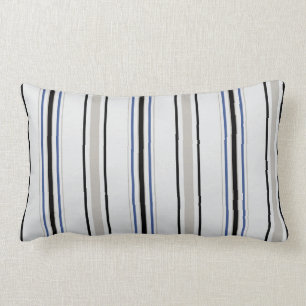 Coussin Rectangle Les rayures noires, bleues et blanches chics