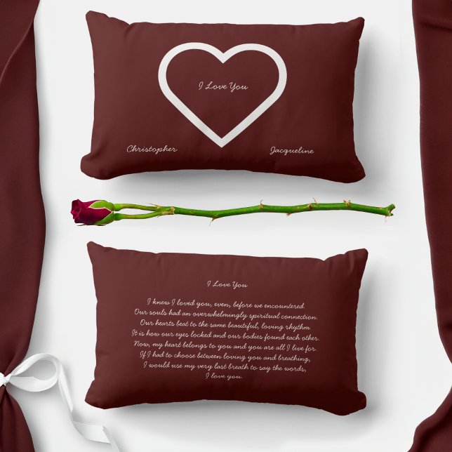 Coussin Rectangle Lettre d'amour romantique personnalisée de Valenti (Créateur téléchargé)