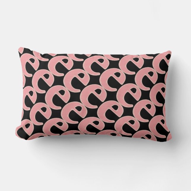 Coussin Rectangle Lettre E monogramme rose personnaliser féminin (Recto)