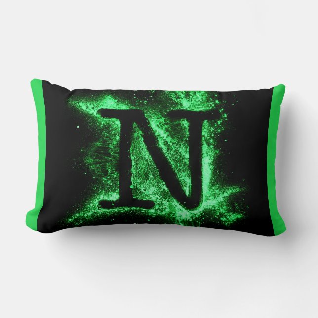 Coussin Rectangle Lettre N Alphabet majuscule verte (Recto)