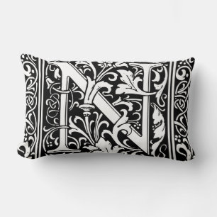 Coussin Rectangle Lettre N Monogramme Art Nouveau Médiéval