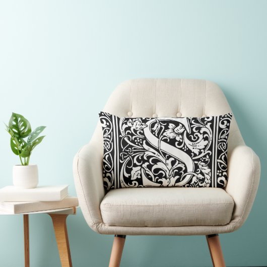 Coussin Rectangle Lettre S Monogramme médiéval Art Nouveau (Chaise)