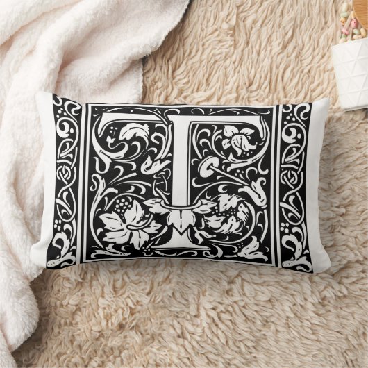 Coussin Rectangle Lettre T Monogramme médiéval Art Nouveau (Couverture)
