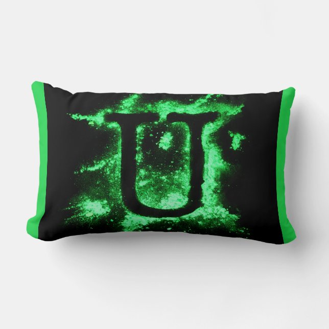COUSSIN RECTANGLE LETTRE U MAJUSCULE VERTE (Recto)