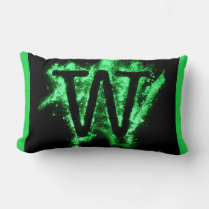 COUSSIN RECTANGLE LETTRE W MAJUSCULE VERTE