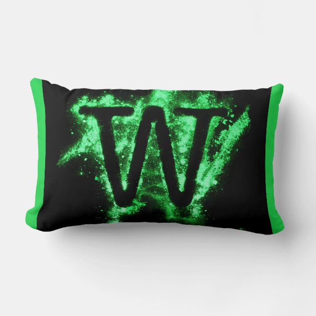 COUSSIN RECTANGLE LETTRE W MAJUSCULE VERTE (Recto)
