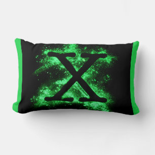 COUSSIN RECTANGLE LETTRE X MAJUSCULE VERTE