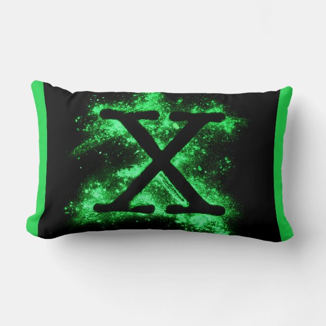COUSSIN RECTANGLE LETTRE X MAJUSCULE VERTE (Recto)
