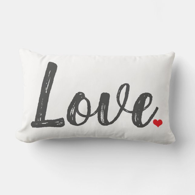 Coussin Rectangle lettres de texture AMOUR gris avec COEUR rouge (Recto)
