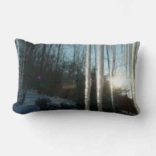 Coussin Rectangle Lever du soleil à travers Icicles hiver Photograph