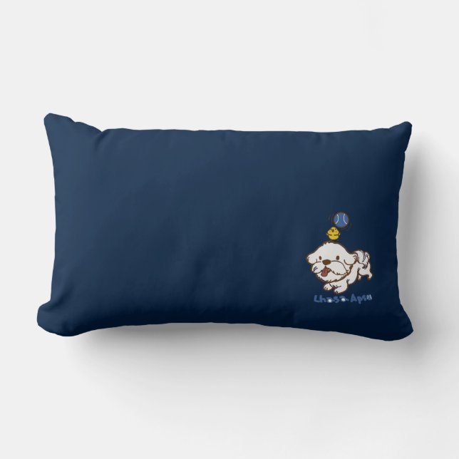 Coussin Rectangle Lhasa apso bubu et petit poulet guagua (Recto)