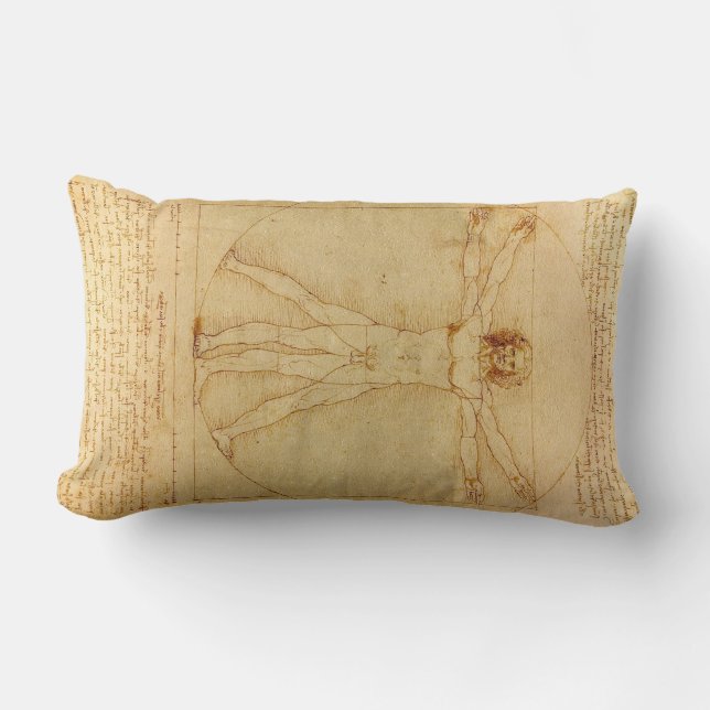 Coussin Rectangle L'Homme de Vitruve de Léonard de Vinci (Recto)