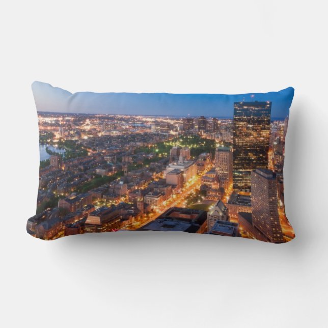 Coussin Rectangle L'horizon de Boston au crépuscule (Recto)