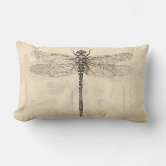 Coussin Rectangle Libellule Vintage Antique Classique Nature (Recto)