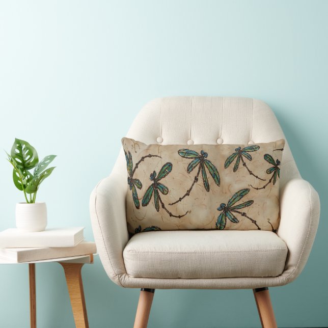 Coussin Rectangle Libellules Crème Rustique (Chaise)