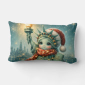 Coussin Rectangle Liberty Illumine Noël Statue Mignonne d'Hiver (Verso)