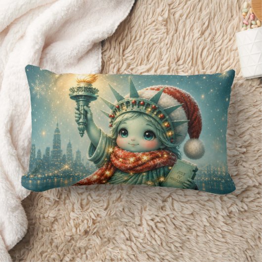 Coussin Rectangle Liberty Illumine Noël Statue Mignonne d'Hiver (Couverture)