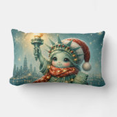 Coussin Rectangle Liberty Illumine Noël Statue Mignonne d'Hiver (Recto)