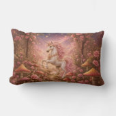 Coussin Rectangle Licorne cabriolant dans une prairie enchantée (Recto)