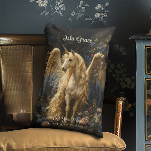 Coussin Rectangle Licorne de Pégase crème vintage Fantaisie de la fo