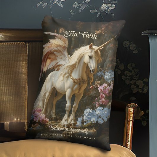 Coussin Rectangle Licorne Magique Classique à Ailes Conte de Fées Ch