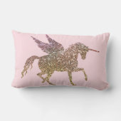 Coussin Rectangle Licorne Pégase Cheval Pailleté Strass Doré Tendanc (Verso)