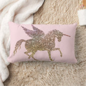 Coussin Rectangle Licorne Pégase Cheval Pailleté Strass Doré Tendanc (Couverture)