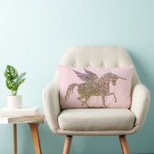 Coussin Rectangle Licorne Pégase Cheval Pailleté Strass Doré Tendanc (Chaise)