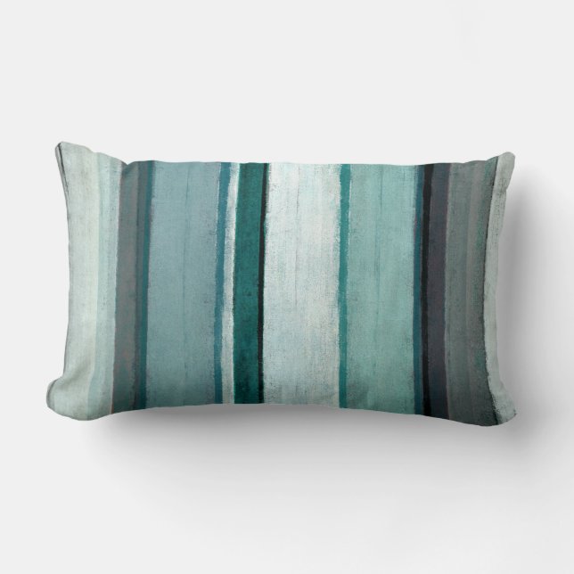 Coussin Rectangle "Lien" Teal et art abstrait gris (Recto)